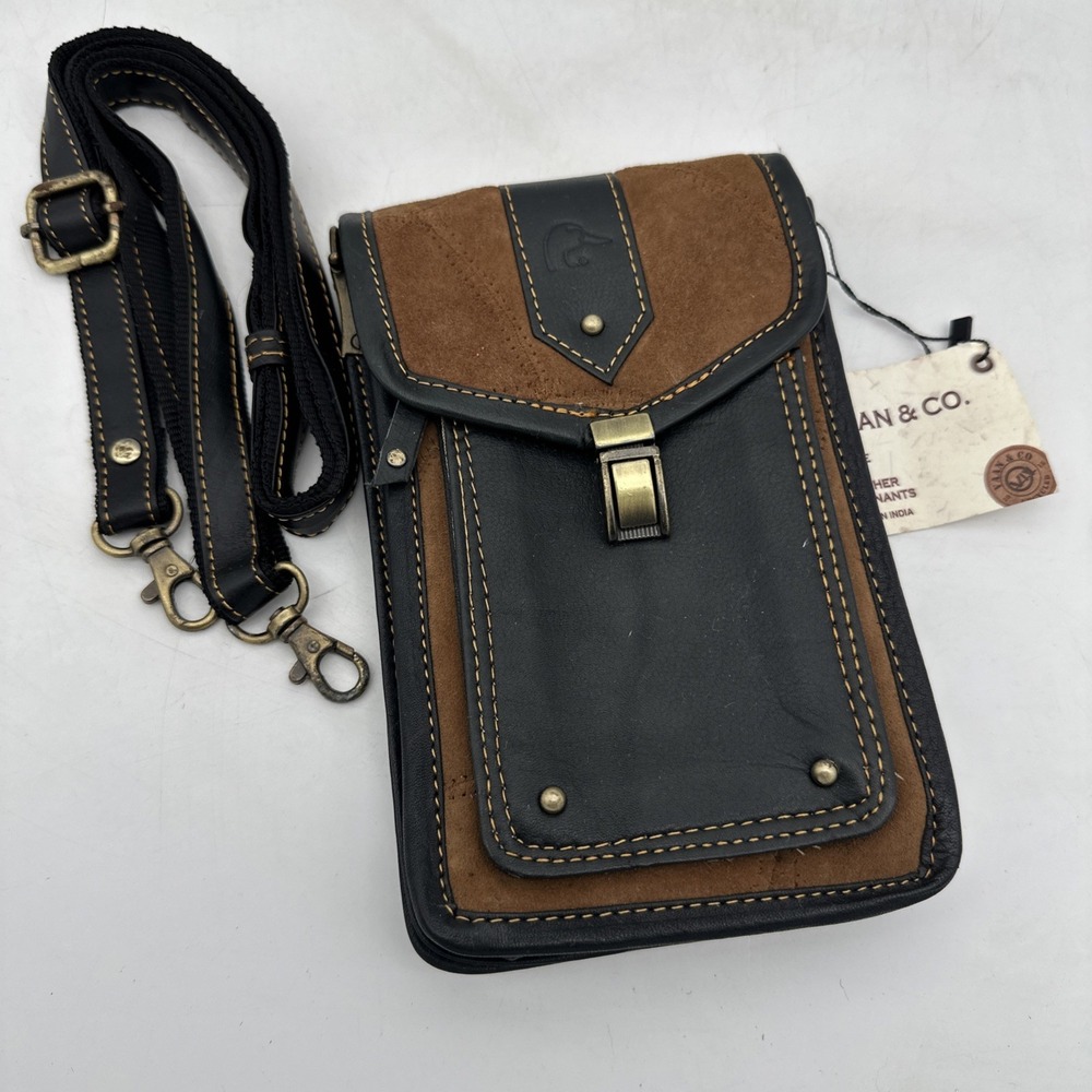 VAAN & CO Leather Harley Men's Crossbody Bag‎ 5.5 X 8.5 X 2